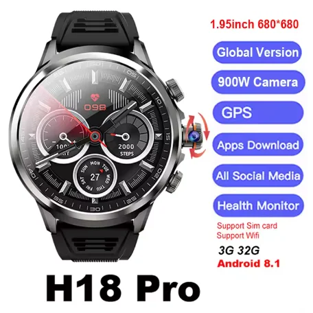 

H18 Pro Android 8.1 OS Smart Watch 4G SIM With 1.95 inch IPS Screen 200W Camera GPS WIFI Heart Rate APP Download Smartwatch
