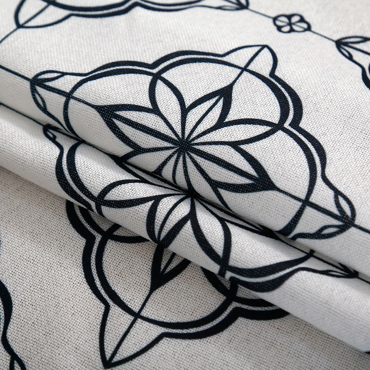 Geometric pattern style printed curtain.