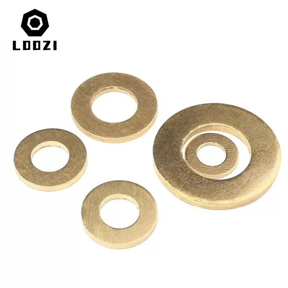 M2 M2.5 M3 M4 M5 M6 M8 M10 M12 M14 M16 M18 Solid Brass Copper Flat Washer Plain Brass Gasket Shim Pad Ring Spacer Circular Meson