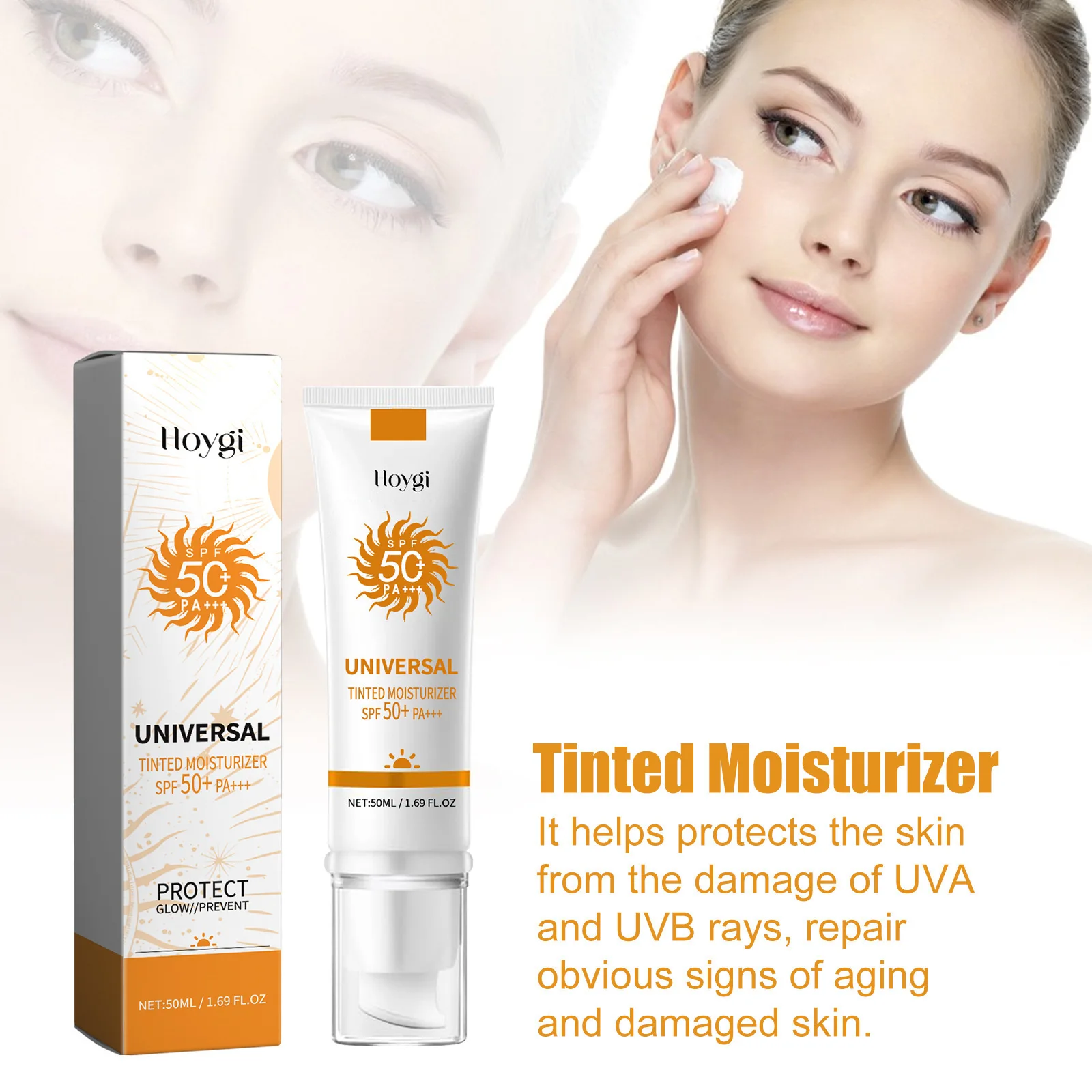 Todo en uno Spf50 protector solar iluminador base crema cubierta Anti UV cara hidratante aislamiento blanqueamiento loción protectora solar 50ml