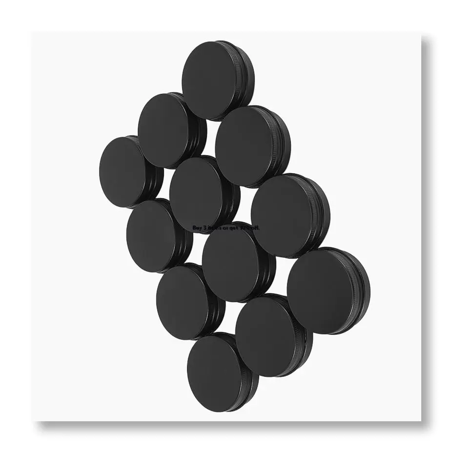 12Pcs 1Oz Black Aluminum Tin Jars Round Screw Lid Containers Empty Metal Storage Cans For Organizing Cosmetic Small Jewe
