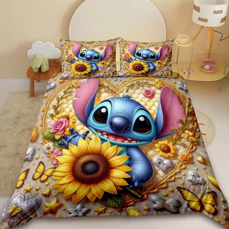 

3pcs Stitch Duvet Cover Set Cartoon Bedding Set Comforter Cover for Children Teens Gifts Bedroom Decor Queen King