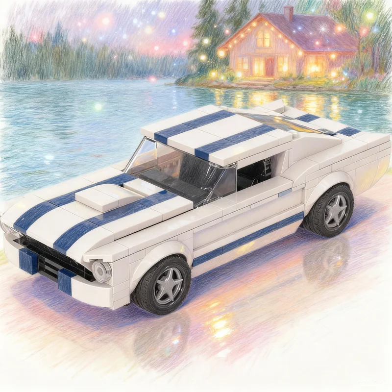 

364 детали MOC City Champions Mustang Fastback: Конструктор, игрушка, строительные блоки, рождественский подарок, развивающая игрушка, креативный конструктор