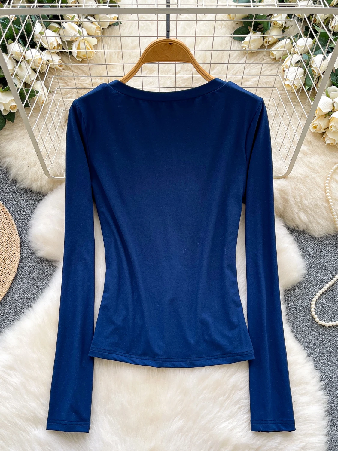 Foamlina 2025 automne nouveau américain rétro à manches longues T-Shirt femmes mode col rond boutons lettres imprimer mince pulls haut t-shirts