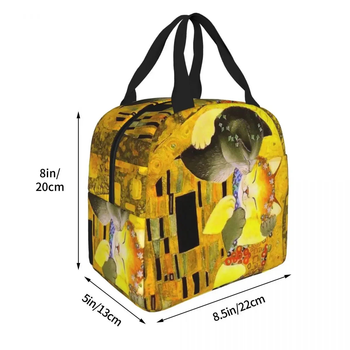 Sacos de almoço isolados para animais de estimação Bolsas portáteis para alimentos Tote Cooler Bag Recipiente de Refeição Klimt Art Cat The Kiss Travel Box