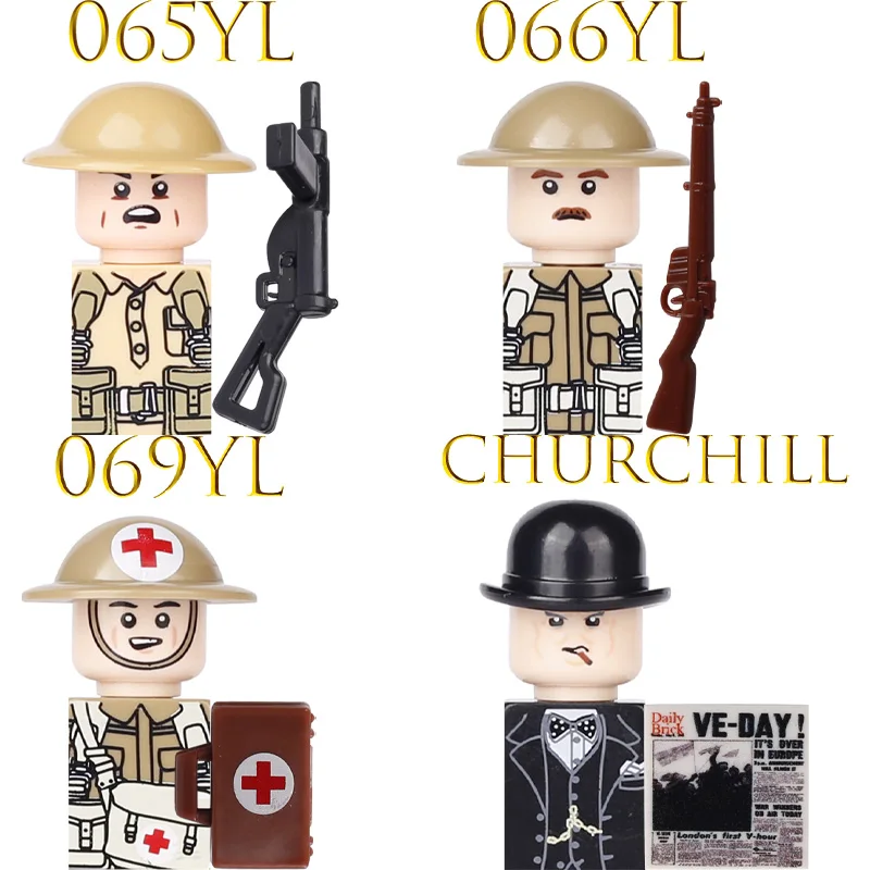 Jouet pour enfants WW2 figurines d'action de l'armée militaire bloc de construction marine américaine infanterie française armée de l'air britannique pistolet de soldat soviétique briques à monter soi-même cadeau