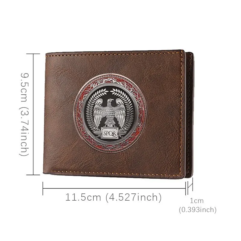 Portafoglio in pelle PU con emblema SPQR Design minimalista Accessorio di moda aziendale leggero e durevole per uomo e donna