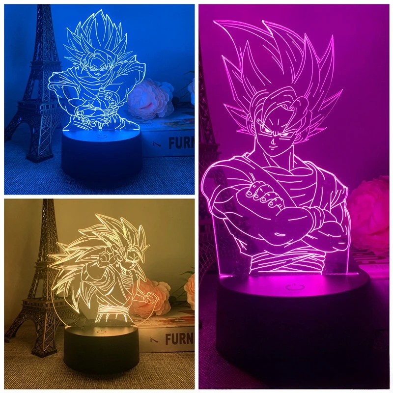 

Dragon Ball аниме светодиодный ночник Son Goku Vegeta Super Saiyan 3D лампа настольный орнамент прикроватная лампа детский подарок на день рождения