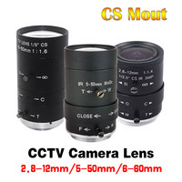 High Quality 5-50mm 6-60mm 2.8-12mm Megapixel Varifocal Lens Manual Zoom & Focus CS Mount CCTV Lens for CCTV Security Camera