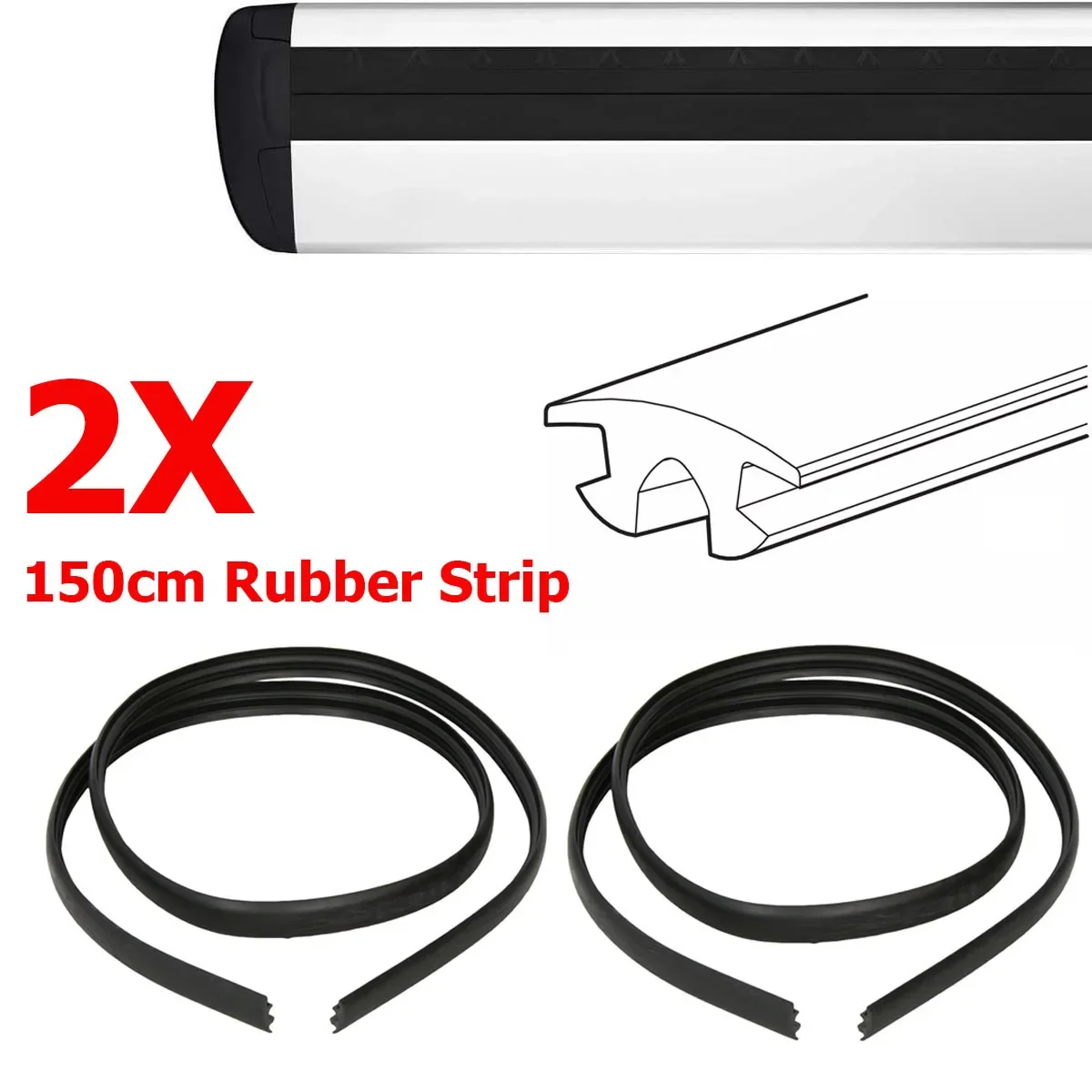 2pcs 150cm Rubber Strips T-Slot Seal Rubber Strip for THULE and Brands of Luggage Rack Crossbar Sealing Strips Roof Racks Strips