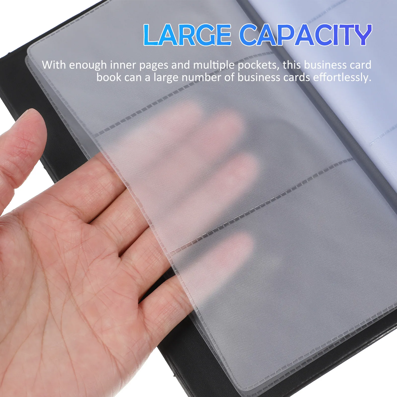 Business Card Holder Organizer Book Large Inner Pages Multiple Pockets PU Business Card Storage Binder for Cards Index