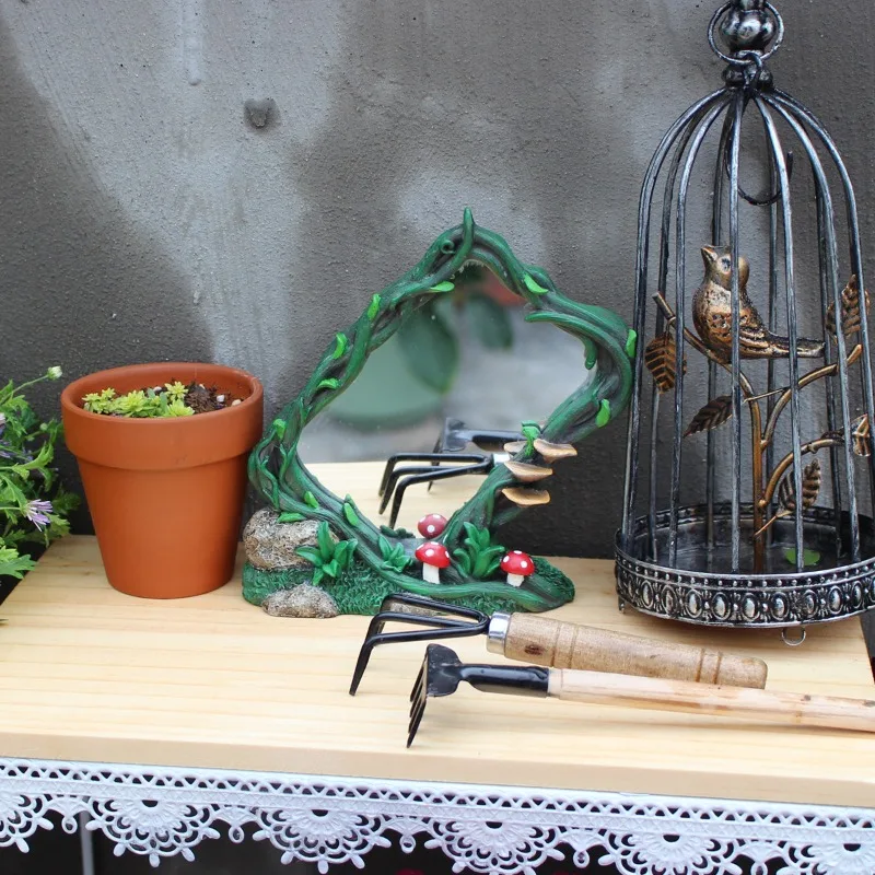 Handmade Resin Vine Square Makeup Mirror Elegant Vanity Table Decor with Natural Tree Vine Design Perfect Housewarming Gift