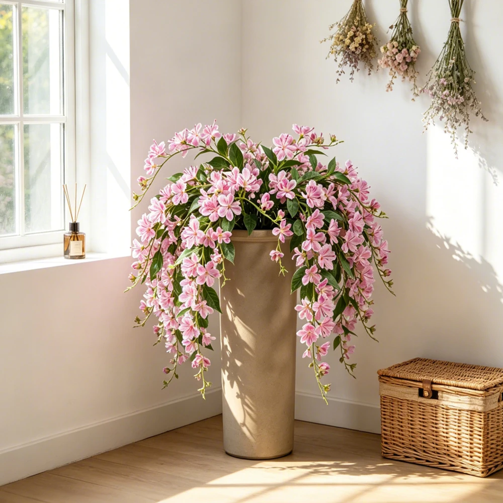 Enredaderas artificiales de jazmín de 95 cm, plantas de eucalipto colgantes falsas, ramas de begonia de plástico para decoración del hogar, jardín y bodas.