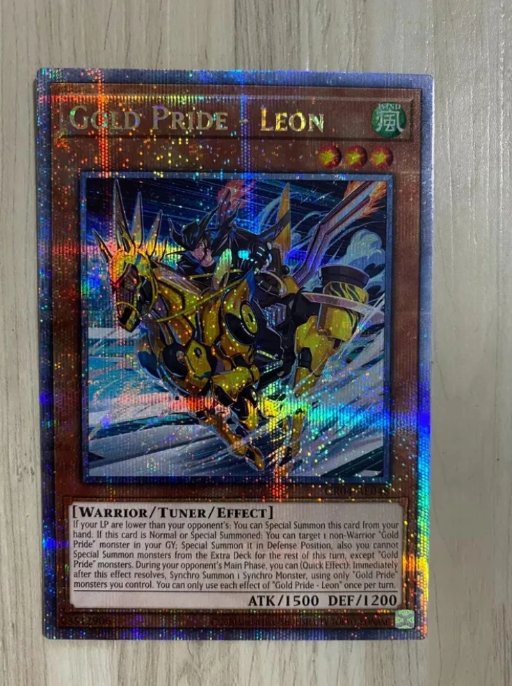 

Yugioh KONAMI Duel Monsters CR04-AE048 Gold Pride - Leon 25th Quarter Century Secret Rare Asian English Collection Mint Card