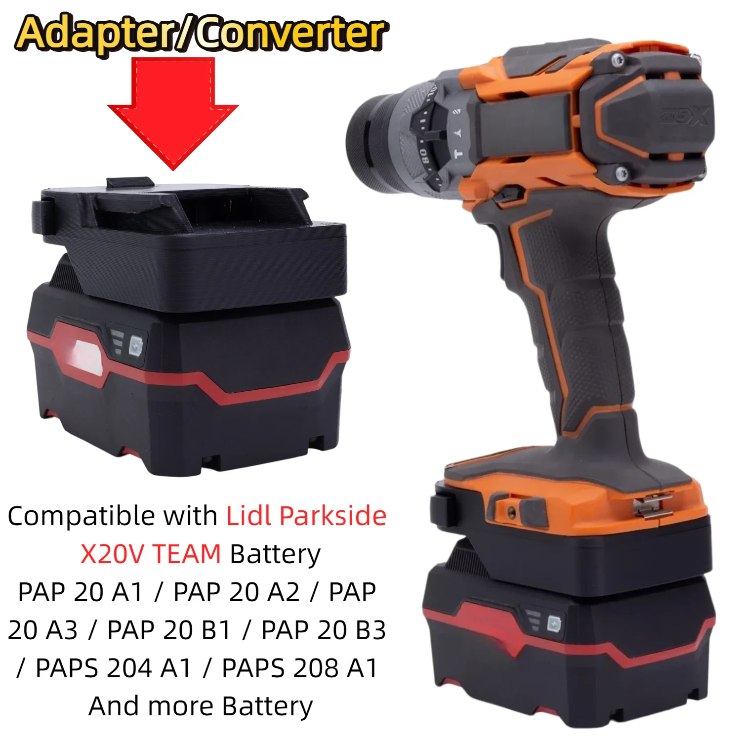 Battery Adapter/Converter for Lidl Parkside X20V TEAM Series Battery To RIDGID 18V AEG Cordless Power Tools(Only Adapter)
