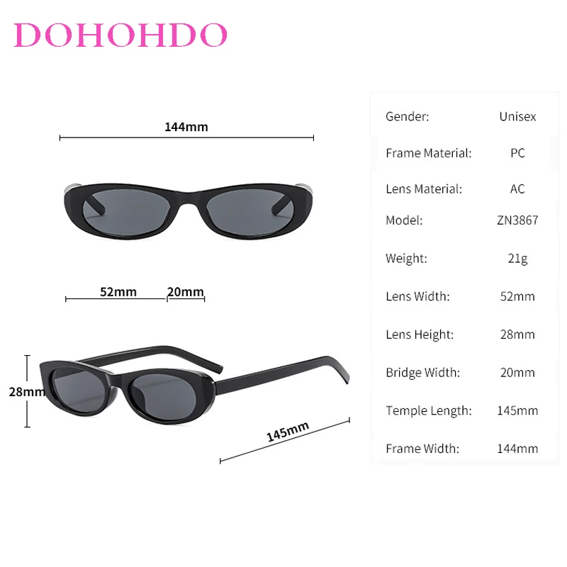 DOBathroom HDO-Lunettes de soleil chimovales noires pour hommes et femmes, monture étroite, nuances rectangulaires, petites lunettes, lunettes de soleil pour hommes, UV400