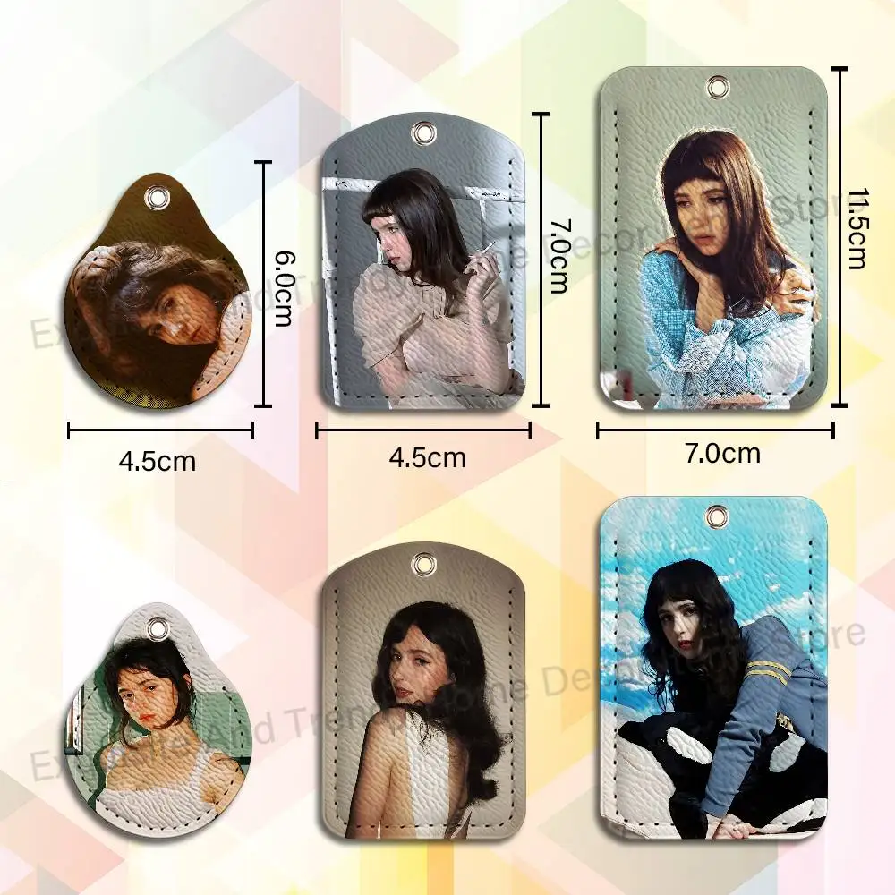 Singer C-Clairo Charm Key Tag Ring Leather Card Holder Key Ring Rectangle Access Card Holder