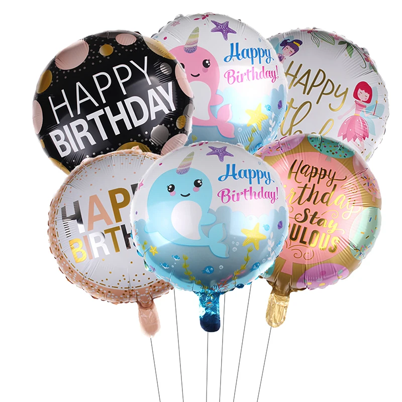 18 Inch Round Happy Birthday Foil Balloons Birthday Party Decorations 6pcs/lot