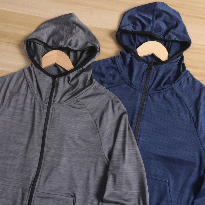 Men's Knitted Outdoor Sports Jacket Quick Dry Breathable Moisture Wicking Strong Sensation High Elasticity Long Sleeve Hooded