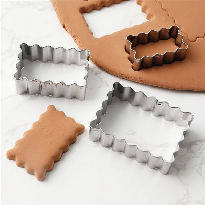 ABZS Blessing Frame Cookie Mold Wave Rectangular Cookie Cutter Wedding Fondant Cake Decoration Baking Mold