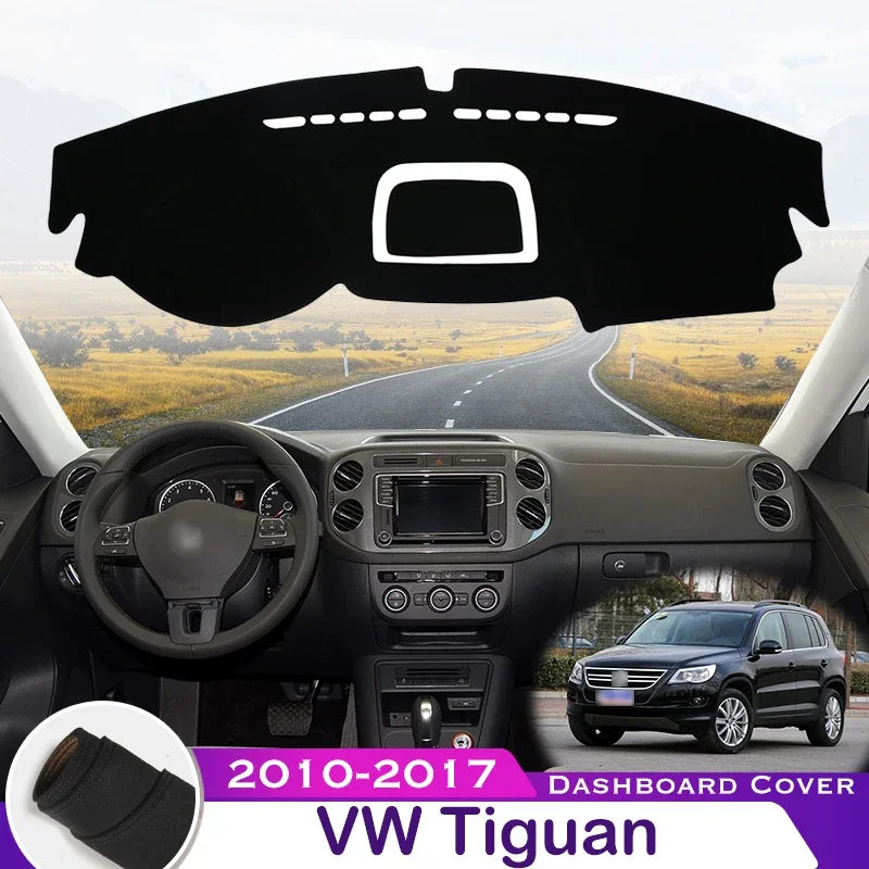 

For Volkswagen VW Tiguan MK1 2010-2017 Car Dashboard Avoid Light Pad Instrument Platform Desk Cover Leather velvet Mat Carpets