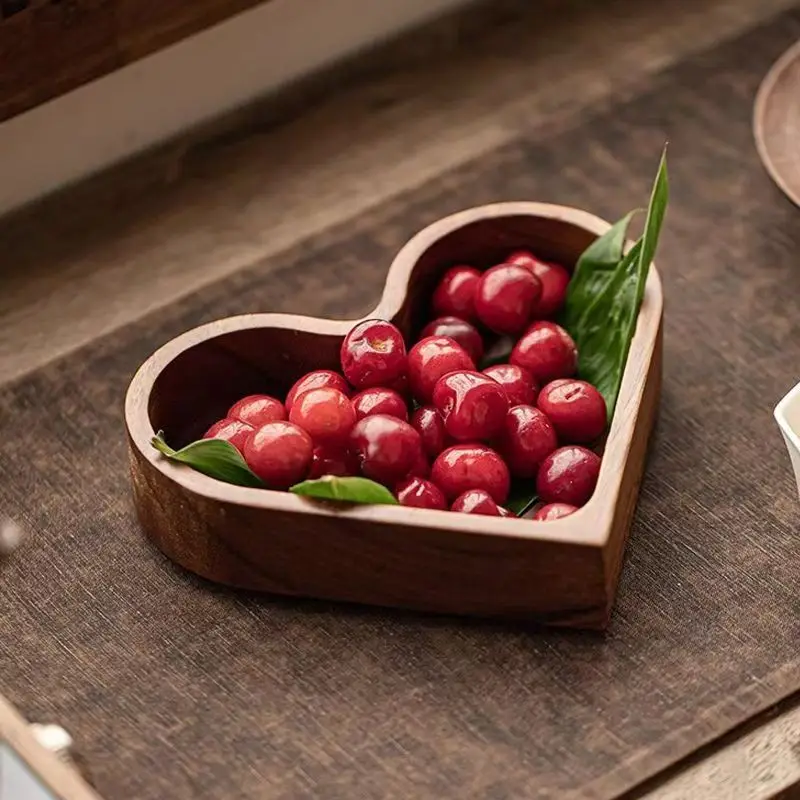 1 Bandeja de Madera en Forma de Corazón para Servir Ensaladas, Aperitivos, Postres, Dulces, Frutas, Regalo de Boda o Inauguración de Casa