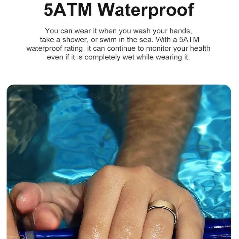 충전 도크가 있는 스마트 링 남성 여성, 건강 수면 심박수 모니터링 IP68 및 5ATM 방수 멀티 스포츠 모드 Smartring