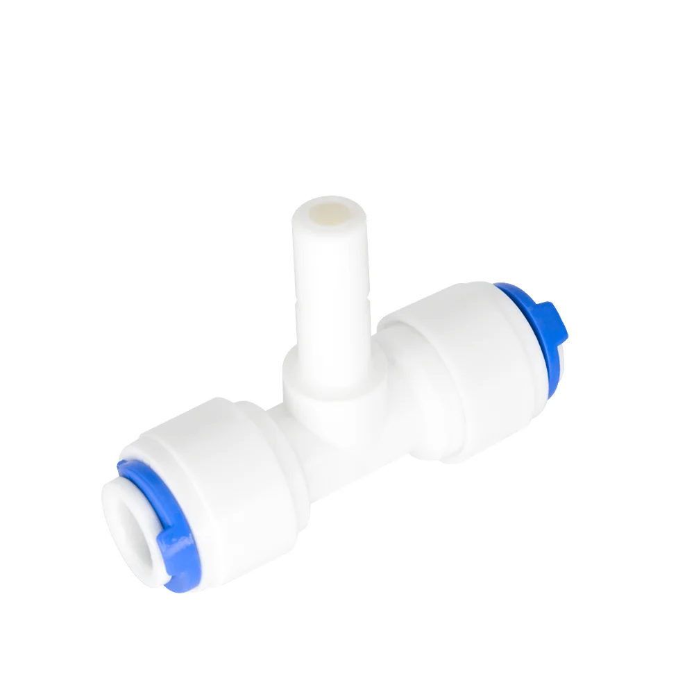 YQBS-Conexão de mangueira para osmose reversa, caule de acoplamento rápido, L Tee reto, RO Água Aquarium Plastic Joint, Pipe Fitting, 1/4, 3/8