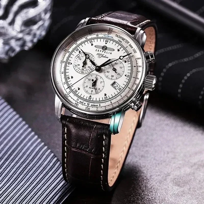 Zeppelin Airship Automatische Datumsanzeige Herrenuhren Lederarmband Mode Luxus Business Casual Herrenuhren Geschenk Wasserdichte Herrenuhr