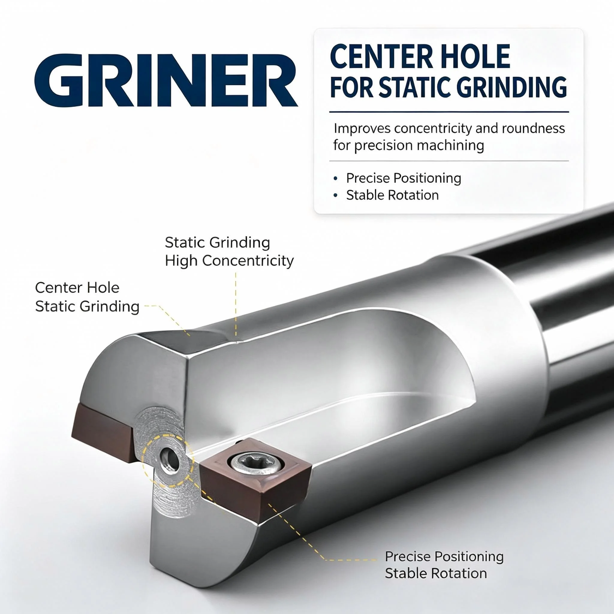 GRINER ST Fixed Double‑Blade Rough Boring Bar, Side‑Lock Shank Hole Enlarging Boring Rod for CNC Machining Center Boring Machine