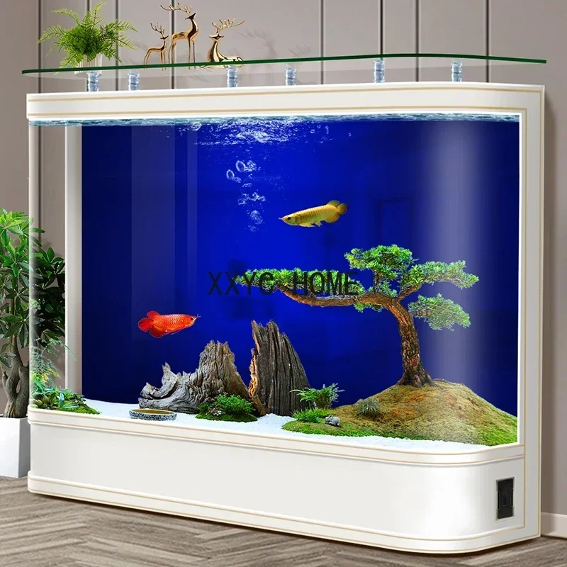 

Hot Buiging Geïntegreerde Aquarium Woonkamer Licht Luxe High-End Grote Visbol Ecologisch Veranderwater
