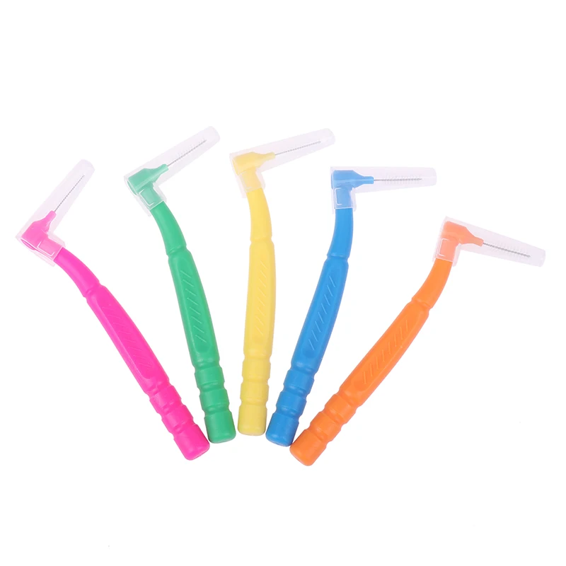 Cepillos de ortodoncia en forma de L, cepillo Interdental, limpieza entre dientes, Mini cepillo de dientes, viaje portátil, 10 piezas