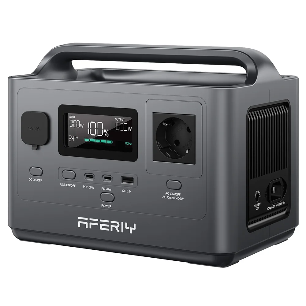 AFERIY 400W Draagbare Powerstation, 256Wh Buitengenerator, 5 Uitgangen, 3500+ Cycli LiFePO4 Batterij Powerstation Zonnegenerator