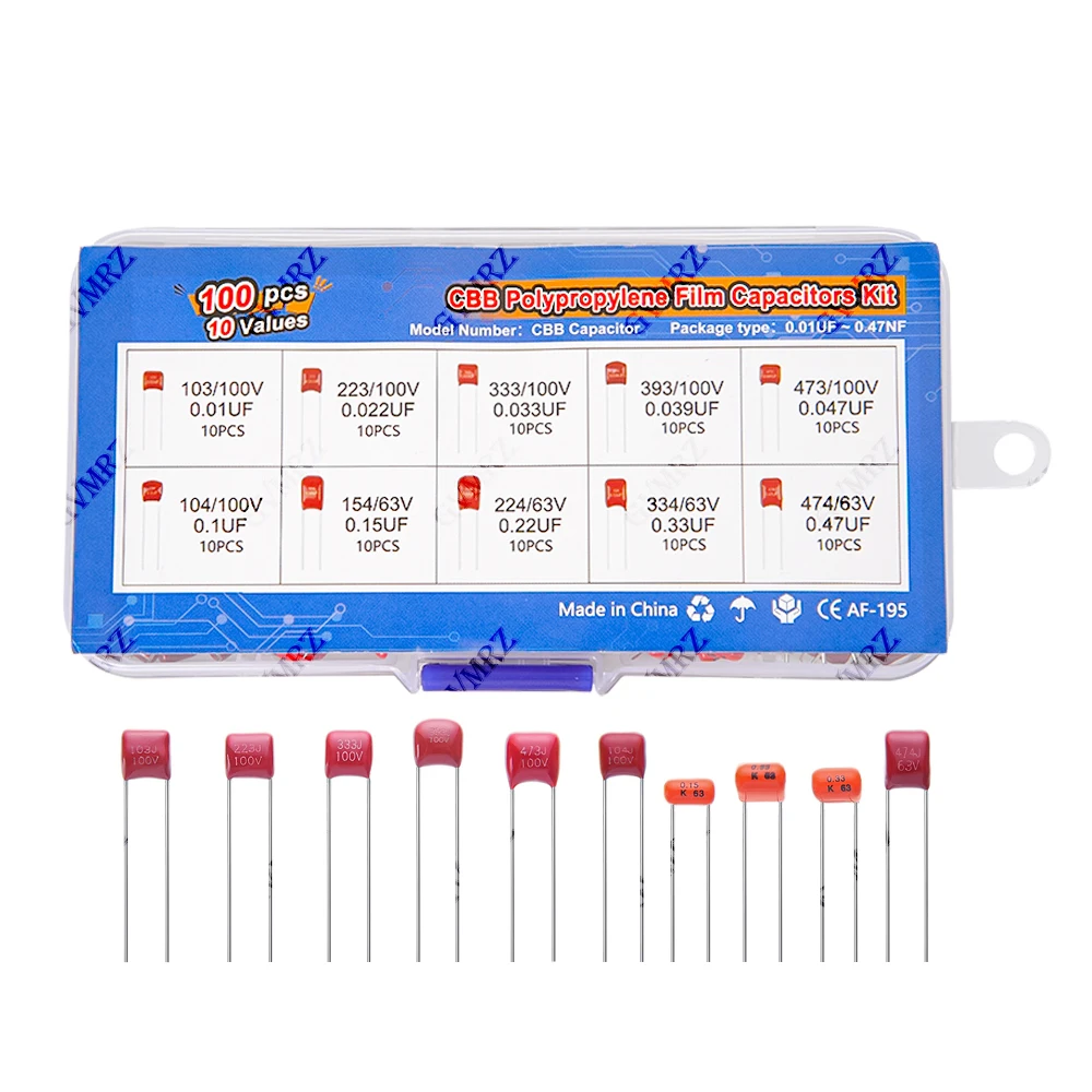 223/100V CBB Polypropylene Film Capacitor Kit, for DIY Electronics, Power Supply, Audio Equipment Universal CBB Capacitors Set