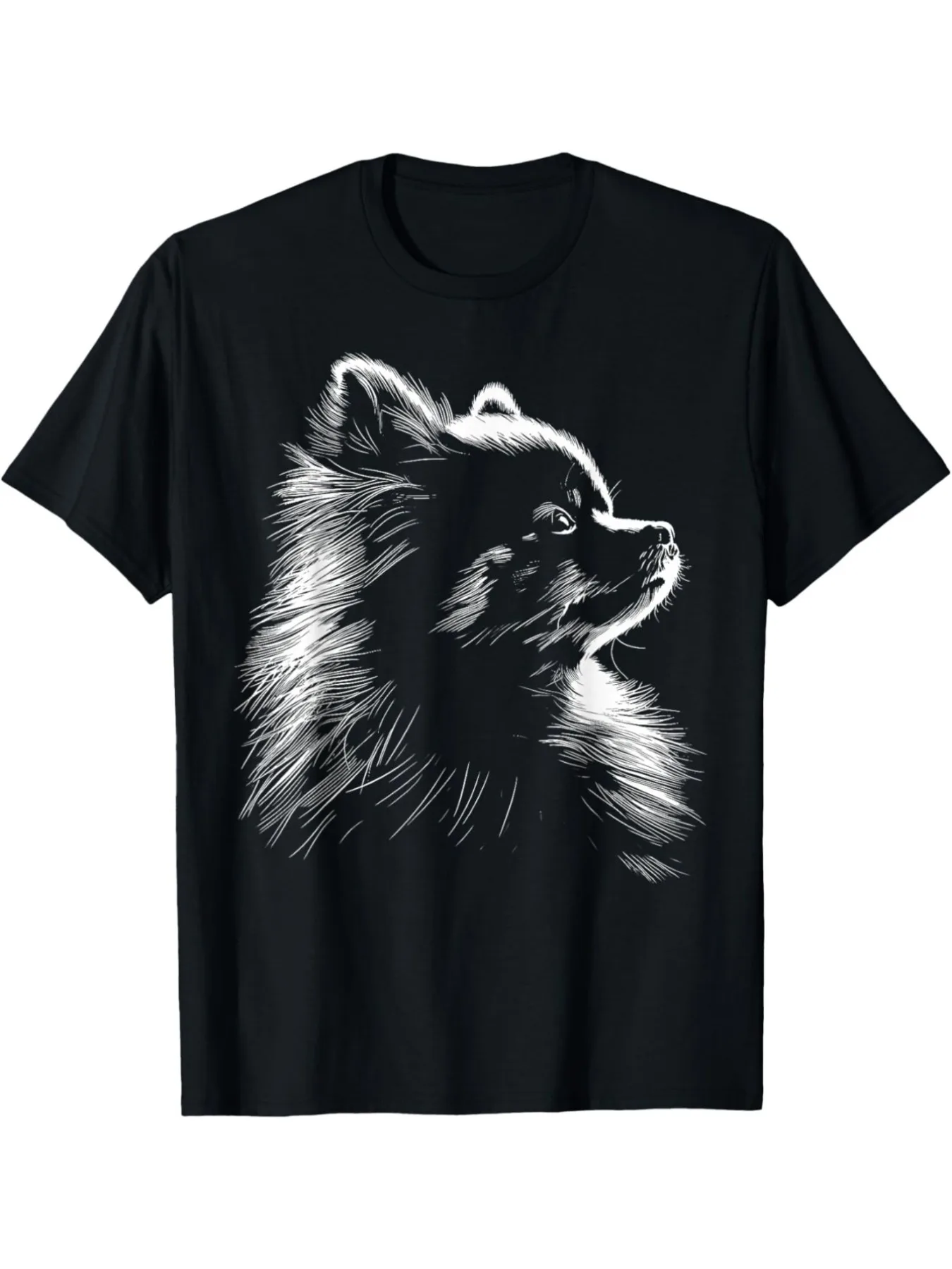 Vintage Pomeranian Outline Design T-Shirt For Pomeranian Enthusiasts