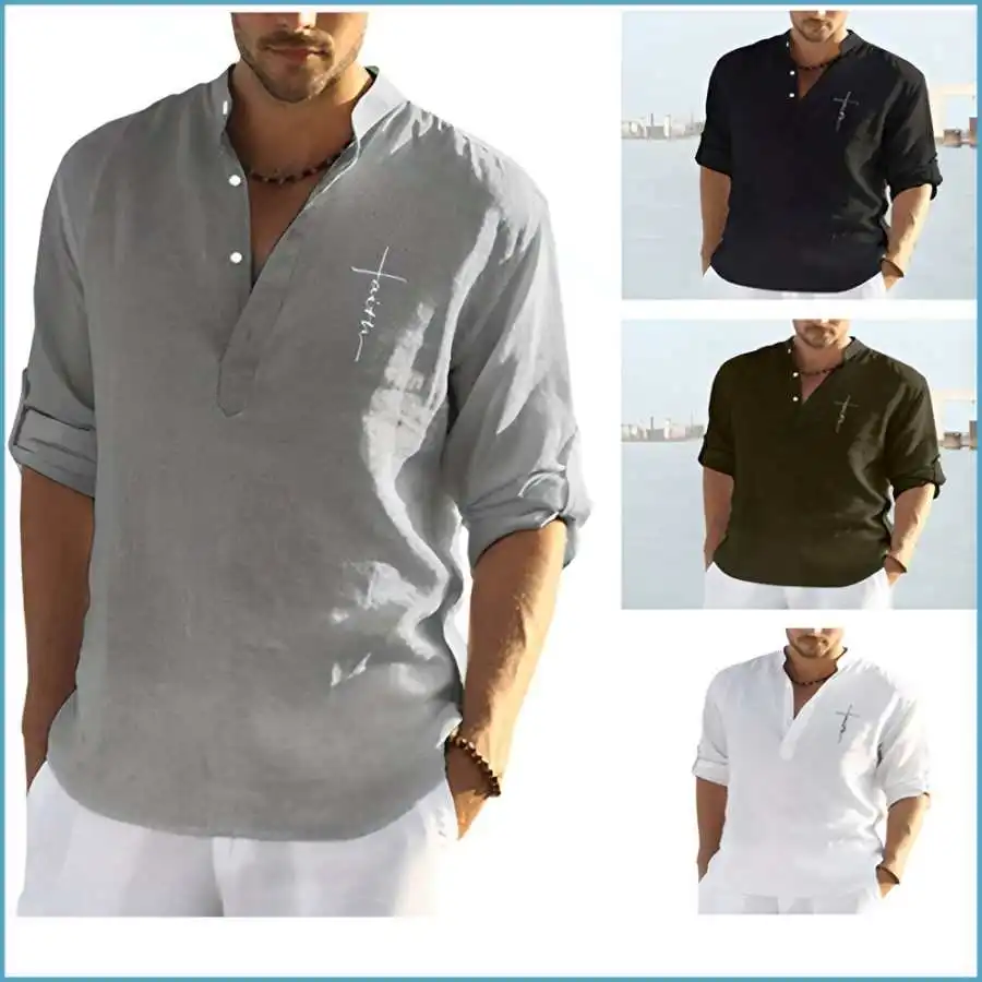 

Men's Casual Polyester irt Loose Fit Faionable Printed ort Sve Ice Sensation Stand Sle Youth ular Spring Summer