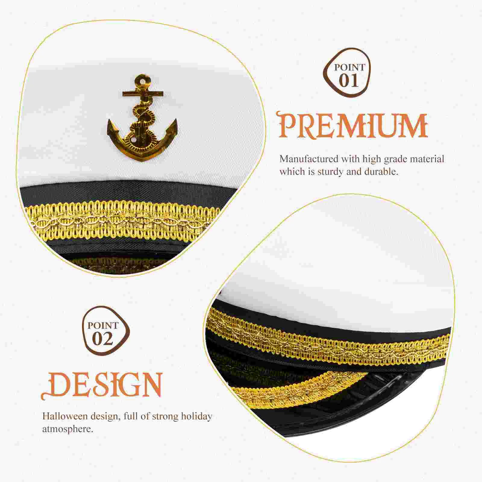 Captain Hat Women's Caps for Nautical Theme Party Favor Polyester UV Protection