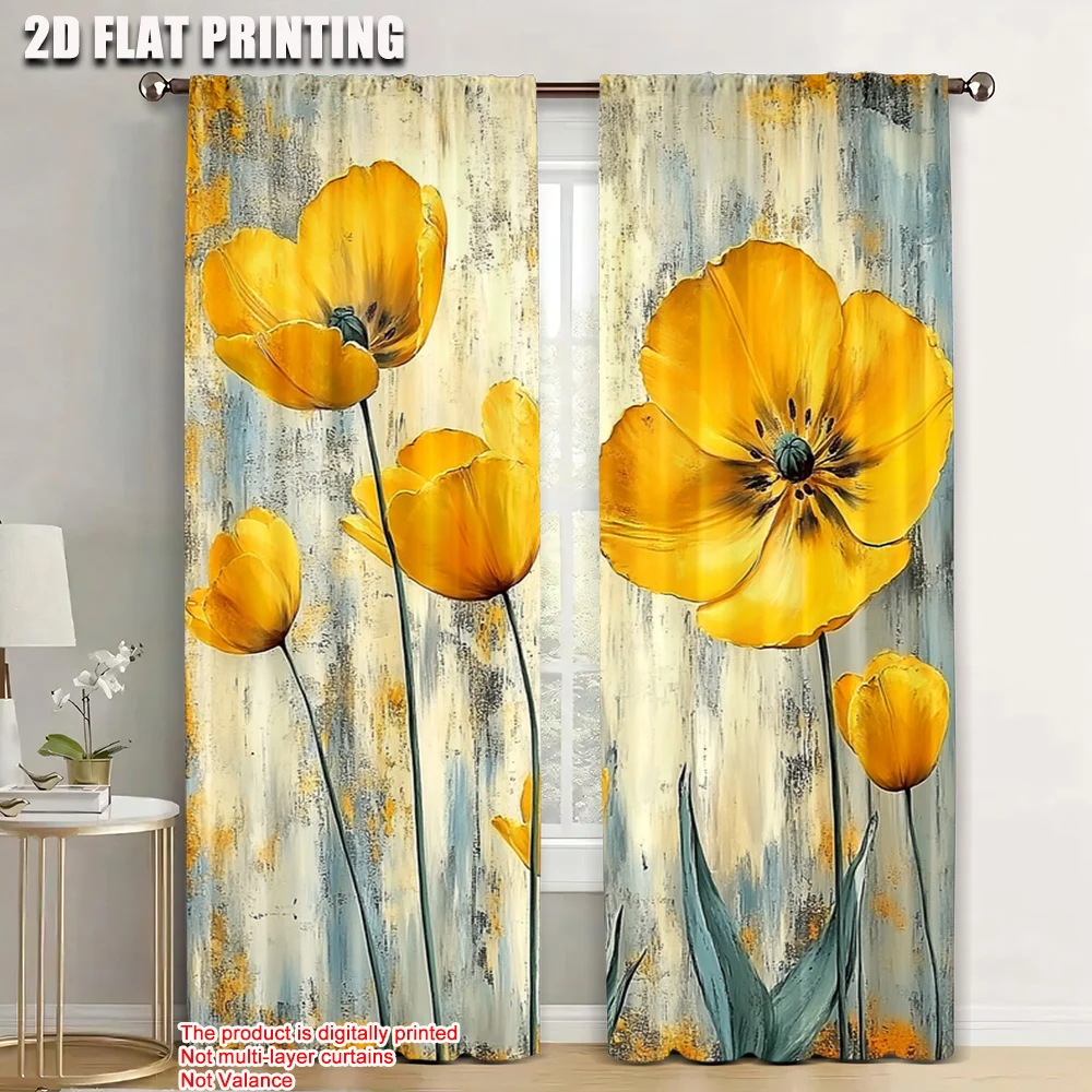 2pc,   Scene Curtain flowers and plants Versatile Fabric,Without Electricity Holiday Decorations Perfect for Holiday Home Decor