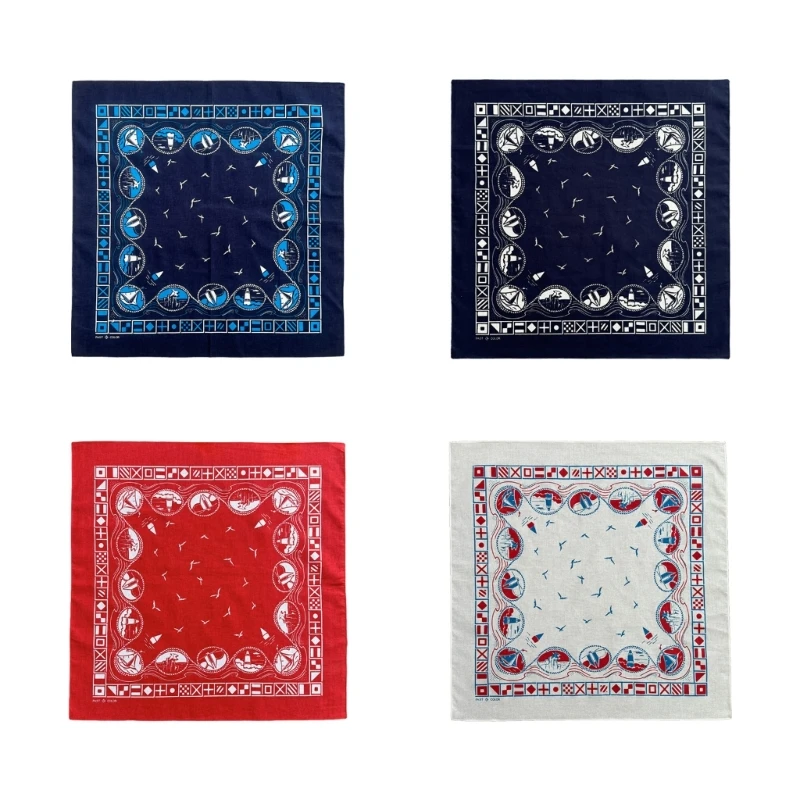 340D Eye Catching Cotton Scarf Vintage Head Wrap Or Wristband Easy Care American Bandana for Daily Wear