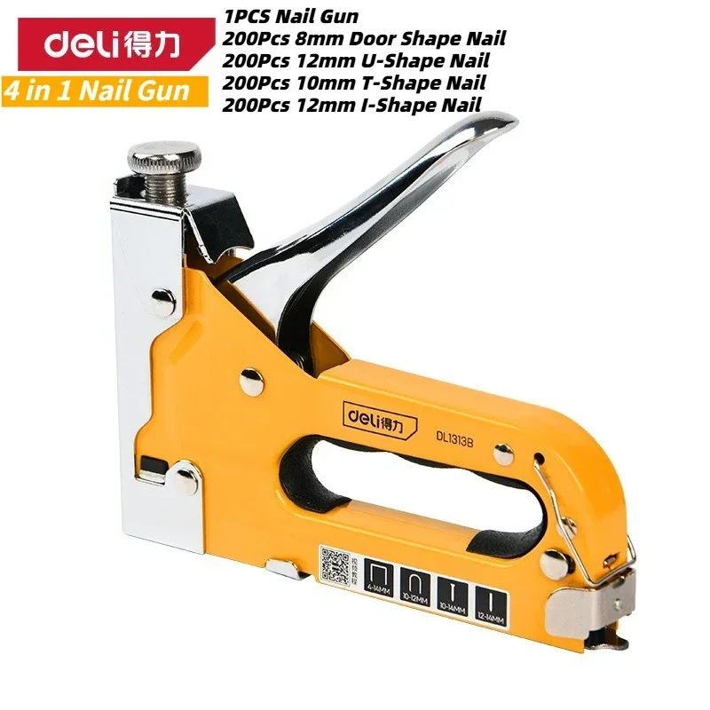 Deli 3-in-1/4-in-1 Staple Gun Kit Heavy Duty Nail Gun U-shape T-shape I-shape Door-shape Staples Nail Home Upholstery Fix Tools