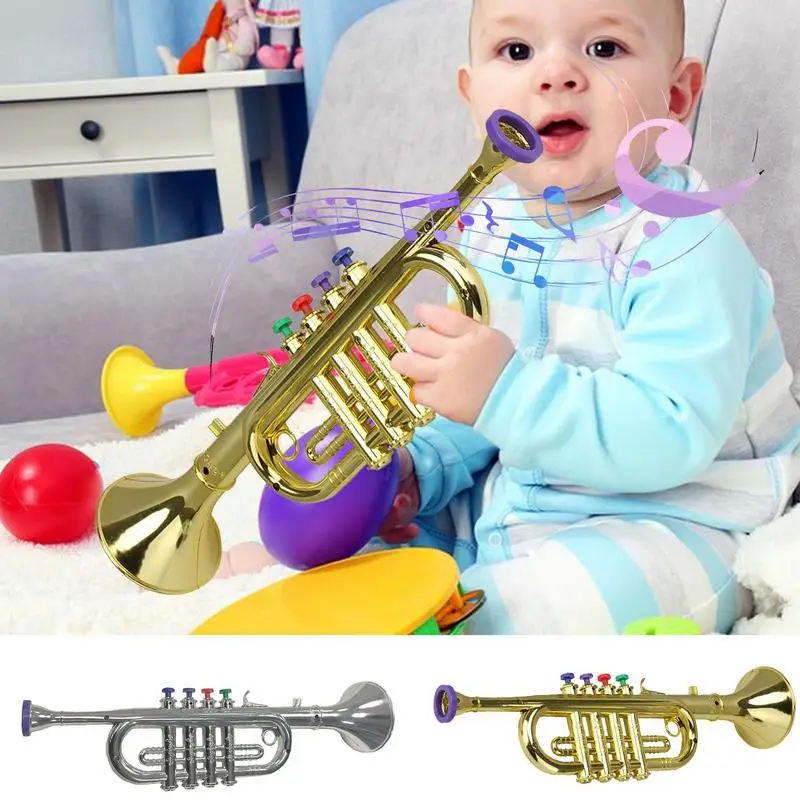 

Kids Trumpet with Four-tone Horn Trumpet Lightweight Children Toy Horn Whistle Musical Instrument Childrens Preschool Music Toys