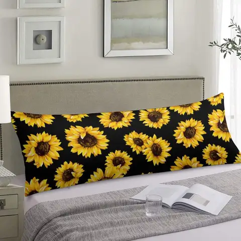 Floral Moon Phase Body Pillowcase, Witchy Celestial Print Long Pillow Cover, Soft Polyester Body Pillow Case for Home Bedroom
