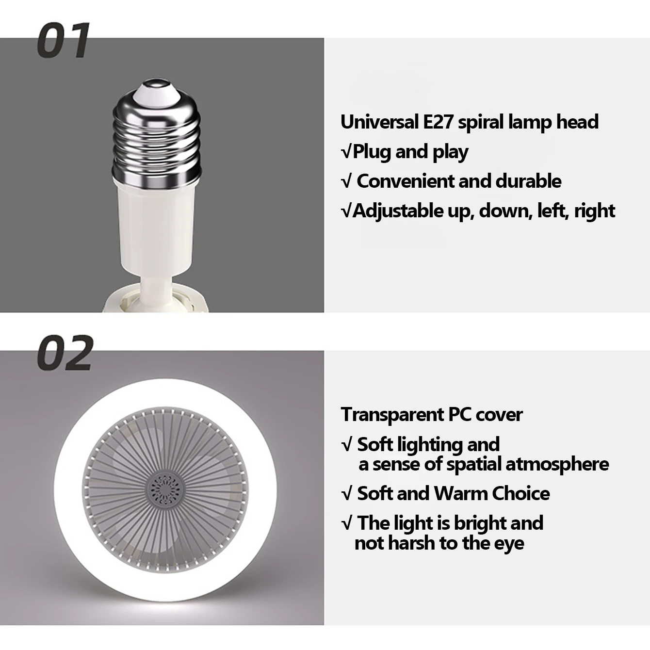 Imagem -02 - Modern Minimalista Luz Led com Controle Remoto Parafuso Boca Luz Ventilador de Teto Creme ar Sucção Luz de Teto E27