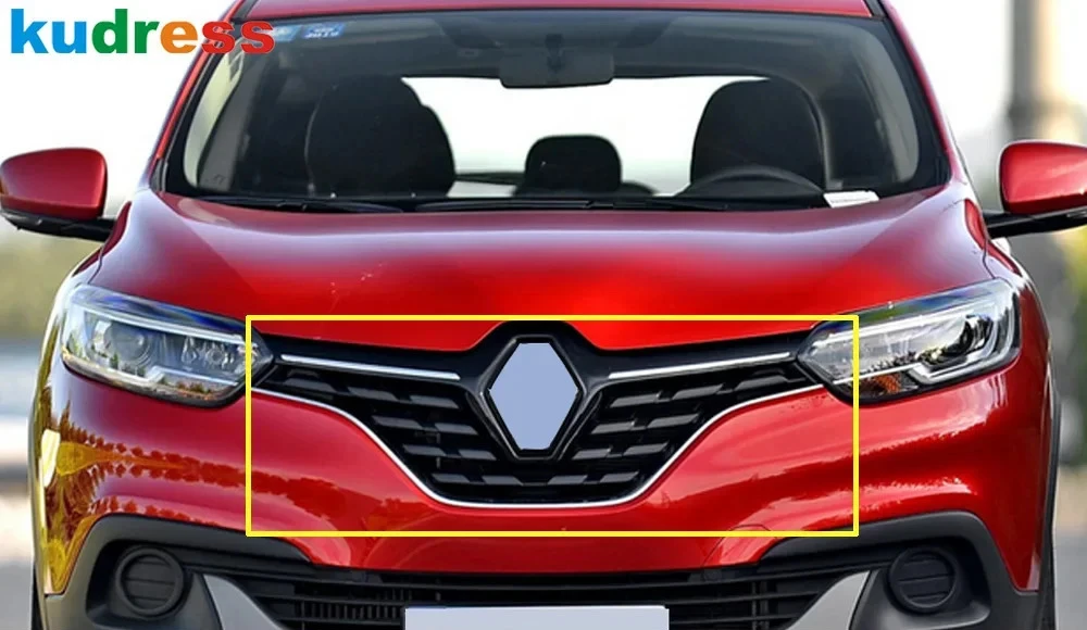 

Front Center Grille Grills Cover Trim For Renault Kadjar 2016 2017 2018 Chrome Car Front Racing Grill Molding Strips Accessories
