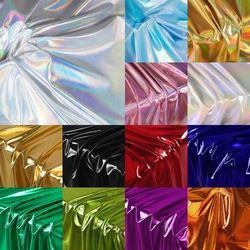 Shiny Silver Iridescent Spandex Fabric Stretchy for DIY Sewing Material Wedding Dress Garment Wide 150cm Sold By The Meter