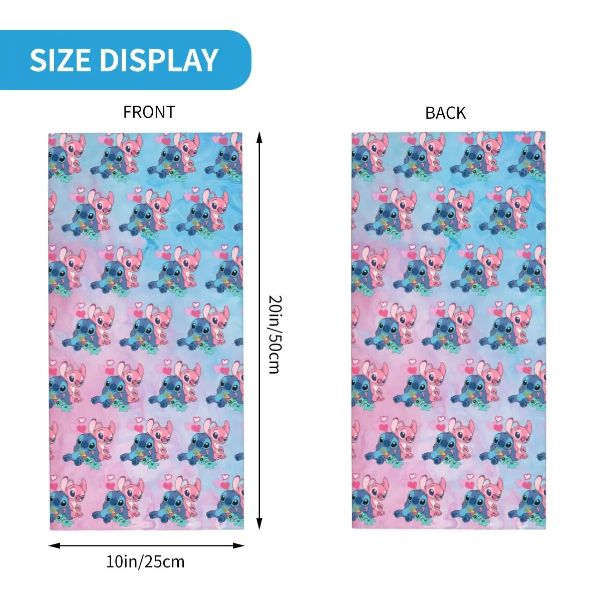 Custom Stitch Angel Bandana Winter Neck Warmer Women Windproof Wrap Face Scarf for Hiking Disney Anime Gaiter Headband