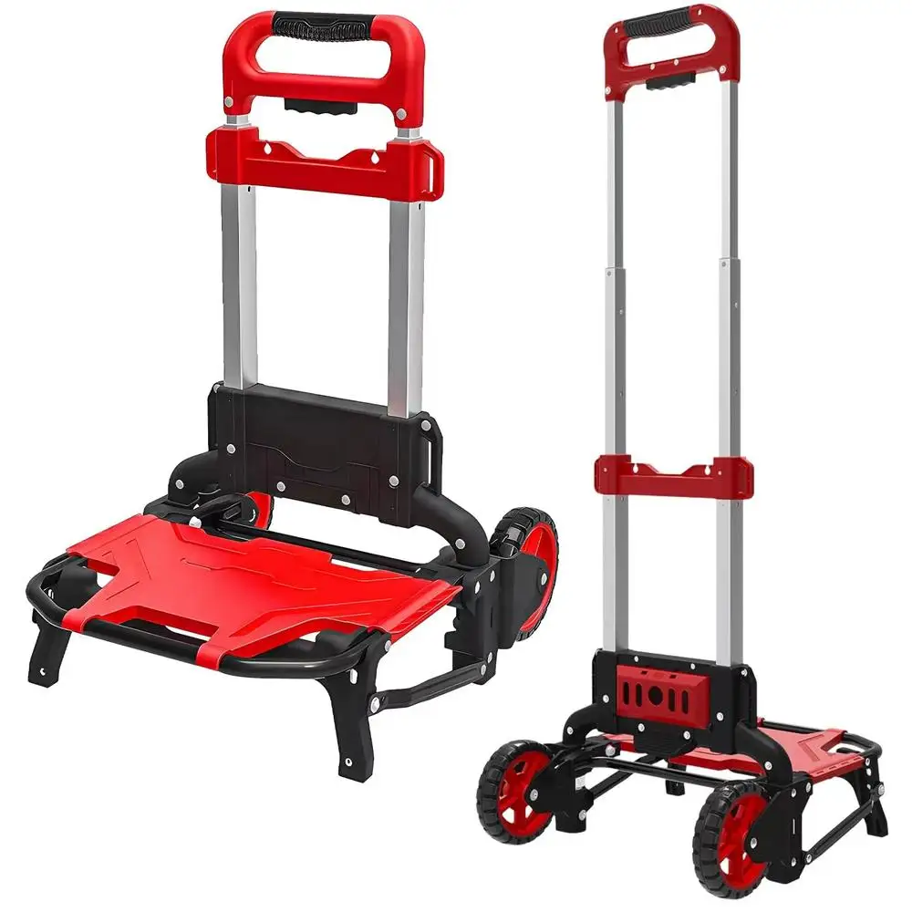 Folding Hand Truck Dolly 220 Lbs Capacity Trolley Cart Lightweight Portable Compact Versatile Heavy-duty Wheels Shopping Trips