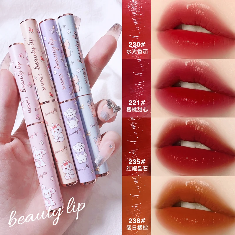 Berry Color Lip Stain Moisturizing Lipstick Smooth Velvet Easy to Wear Natural Long-lasting Jelly Shiny Lip Balm Oil-Free Makeup