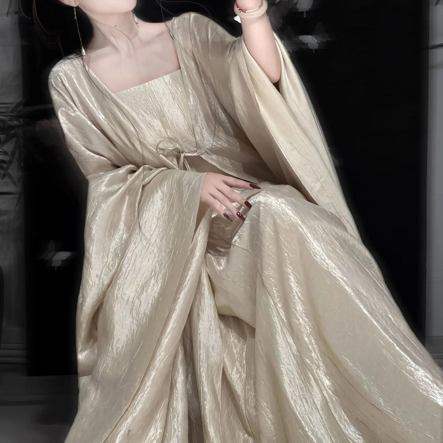 Ju Jingyi Same Style Hanfu for Women Summer Long Sleeve Cool Adult Ancient Costume Fairy-like Elegant Ancient Style Performance