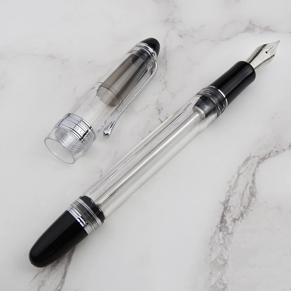 

Yongsheng 699 Vacuum Filling Acrylic Fountain Pen Transparent White Ink Pen Solid Section EF/F/M Nib Business Office Gift Pen